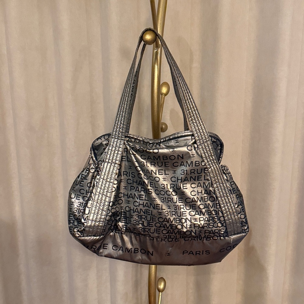 Chanel Metallic Coated Canvas Unlimited Ligne Satchel Bag